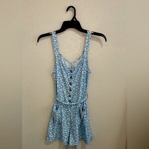 Blue and white flower romper